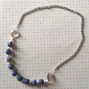 Purple stone with playful beads hearts necklace